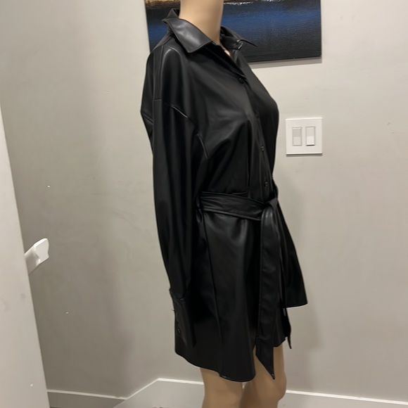 Zara black button-down leather dress US small - Picture 9 of 12